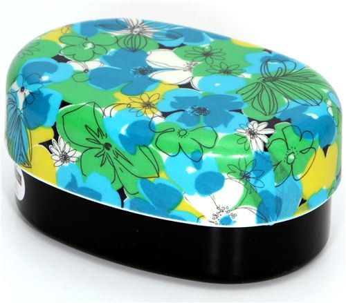 green-turquoise flowers Bento Box lacquer lunch box green-turquoise flowers Bento Box lacquer lunch box
