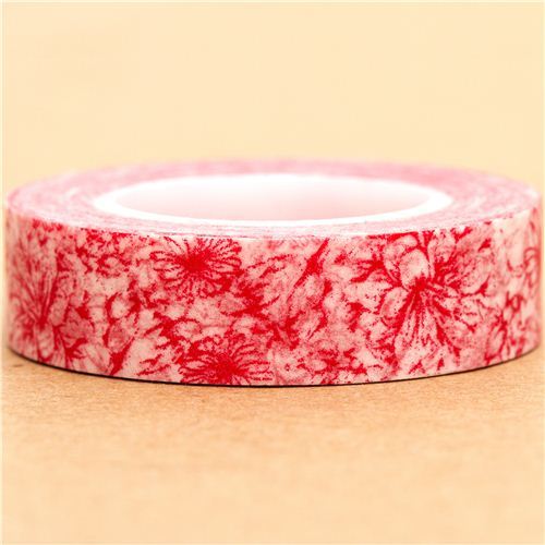 white Washi Masking Tape deco tape red flowers white Washi Masking Tape deco tape red flowers