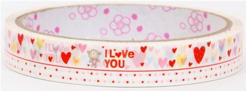 cute Deco Sticky Tape many hearts with teddy bear