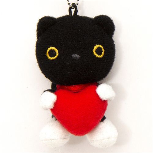 Kutusita Nyanko cat with heart plush cellphone charm Kutusita Nyanko cat with heart plush cellphone charm