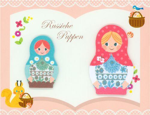matryoshka Post-it bookmark stickers squirrel