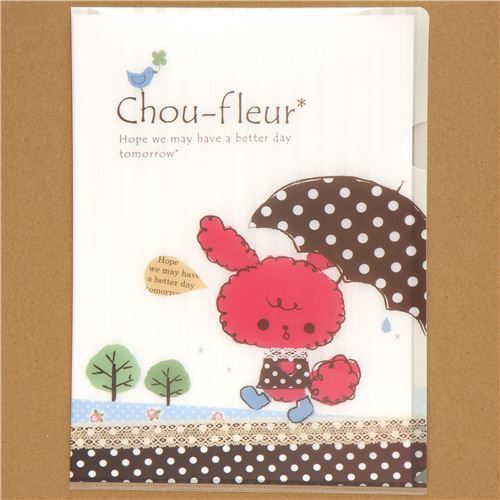 Chou-fleur rabbit with umbrella A4 plastic file folder Chou-fleur rabbit with umbrella A4 plastic file folder