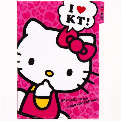 cute pink Hello Kitty A4 plastic file folder 5-pocket cute pink Hello Kitty A4 plastic file folder 5-pocket