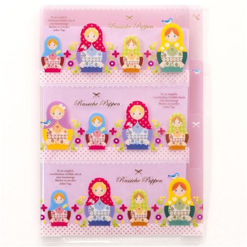 small pink matryoshka file folder 3-pockets small pink matryoshka file folder 3-pockets