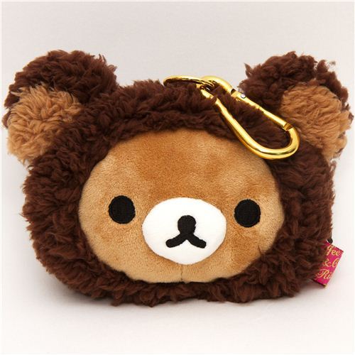 brown Rilakkuma bear plush pouch wallet brown Rilakkuma bear plush pouch wallet