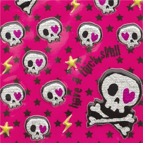 funny shiny skull stickers with stars
