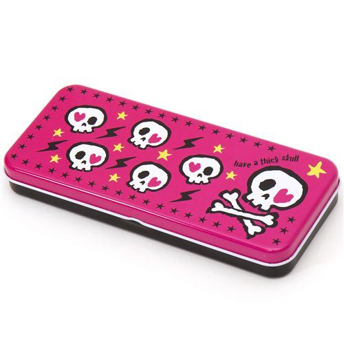 pink skull stars pencil case tin case Cram Cream
