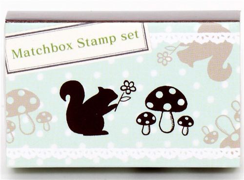 Matchbox stamp set squirrel mushroom