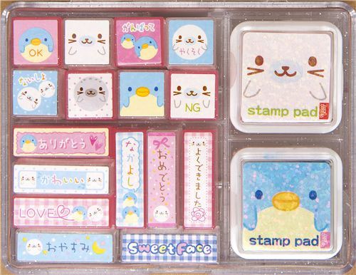 big seals penguins stamp set by San-X