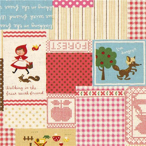 Little Red Riding Hood Fairy Tale Canvas Fabric Kokka