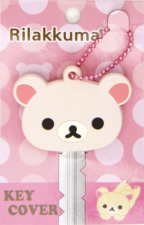 pink Rilakkuma bear key cover charm