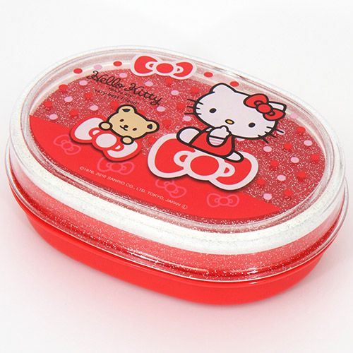 red Hello Kitty Bento Box glitter Lunch Box ribbons red Hello Kitty Bento Box glitter Lunch Box ribbons