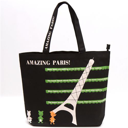 cute black bag with Eiffel Tower bears by Shinzi Katoh cute black bag with Eiffel Tower bears by Shinzi Katoh