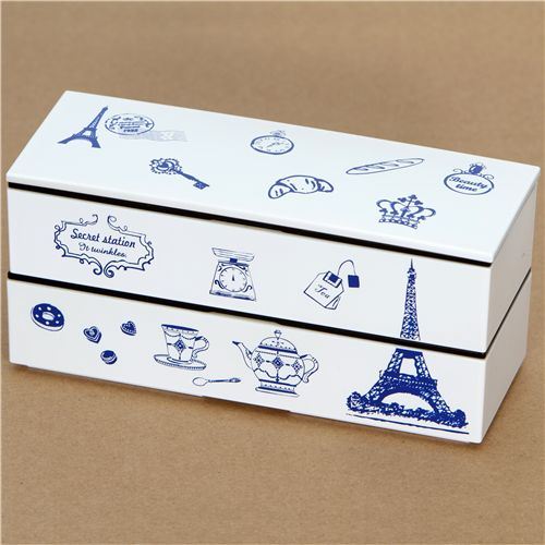 elegant white Eiffel Tower Lacquer Bento Box France elegant white Eiffel Tower Lacquer Bento Box France