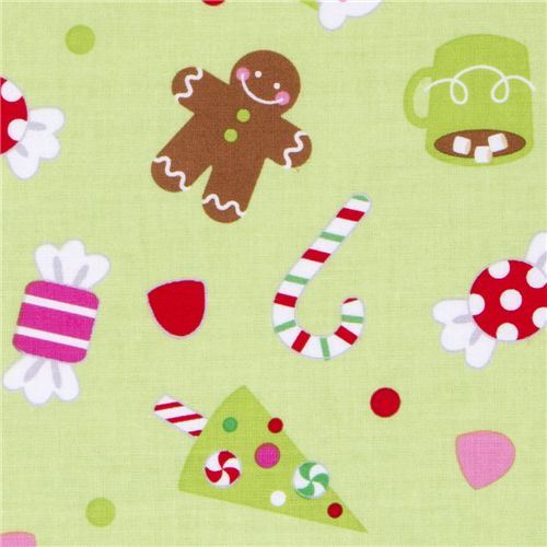 green Riley Blake Christmas fabric cute Xmas
