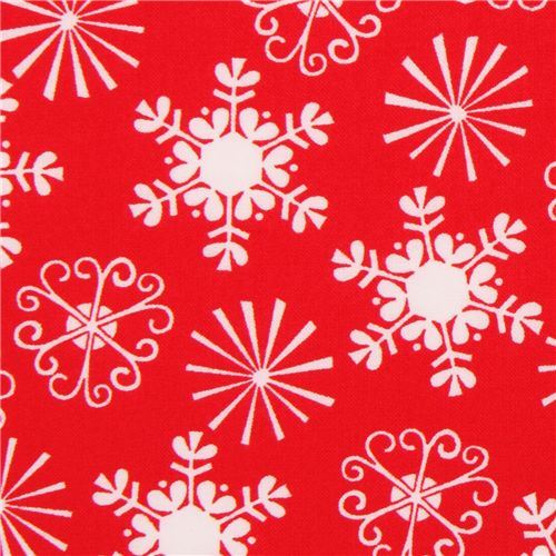 red Michael Miller Christmas fabric Little Flakes