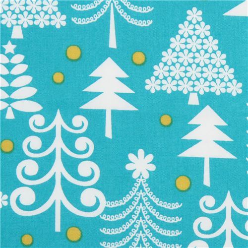 turquoise Michael Miller Christmas fabric Holiday Trees