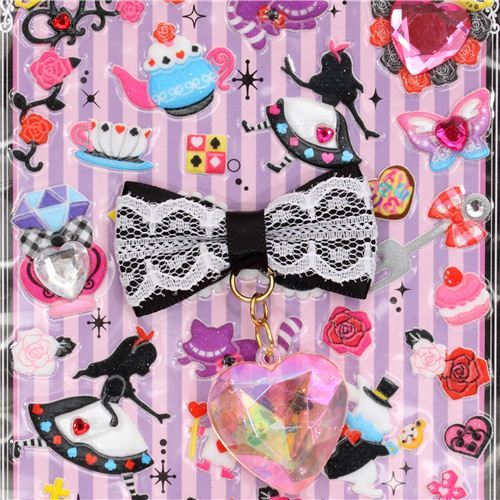 cute 3D stickers Alice in Wonderland ribbon jewel