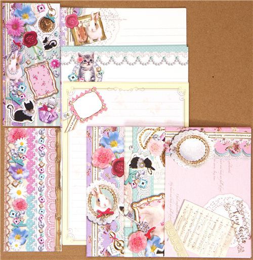 romantic Letter Set rabbit cat Eiffel Tower
