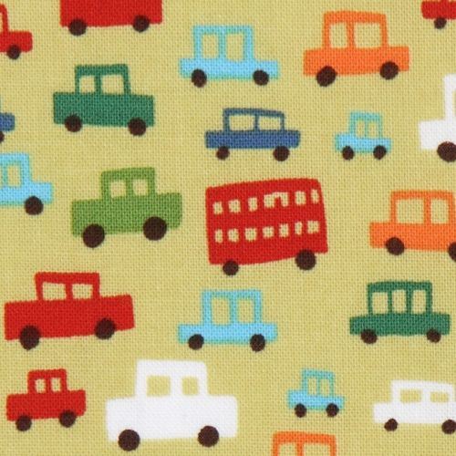 green Michael Miller fabric small cars for boys