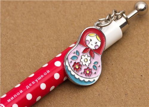 red-white polka dots mechanical pencil matryoshka red-white polka dots mechanical pencil matryoshka