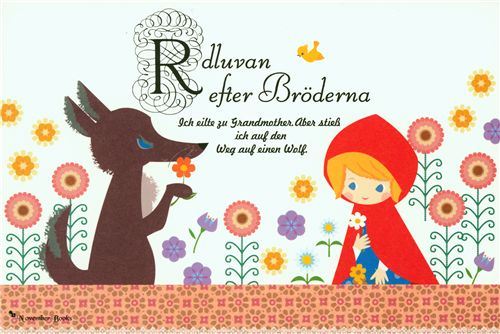fairy tale postcard with Little Red Riding Hood wolf fairy tale postcard with Little Red Riding Hood wolf