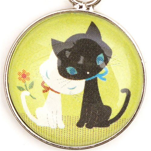 cute kitty couple phone strap green from Japan