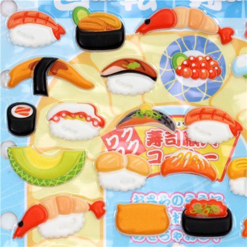 funny3D sponge sticker set with sushi kawaii