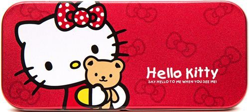 cute Hello Kitty pencil case tin can with teddy bear cute Hello Kitty pencil case tin can with teddy bear