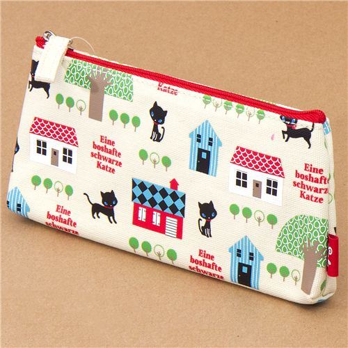 cute beige kitty pencil case in the city park Japan cute beige kitty pencil case in the city park Japan