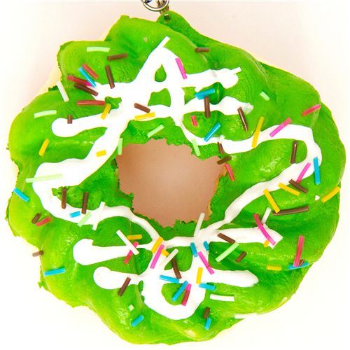 big green flower donut squishy charm with sprinkles