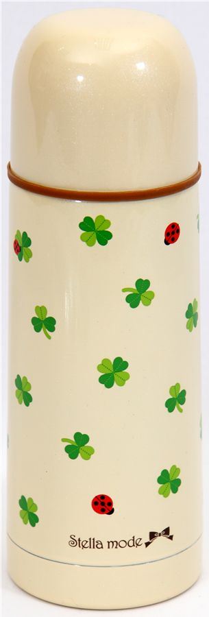 cute Thermo bottle with clover leaves ladybird Japan