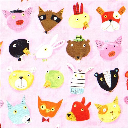 Animal heads canvas designer fabric by Nancy Wolff Animal heads canvas designer fabric by Nancy Wolff