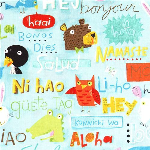 Hello animals canvas designer fabric by Nancy Wolff Hello animals canvas designer fabric by Nancy Wolff