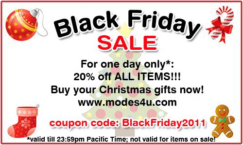 Black Friday Sale: 20% discount on ALL ITEMS
