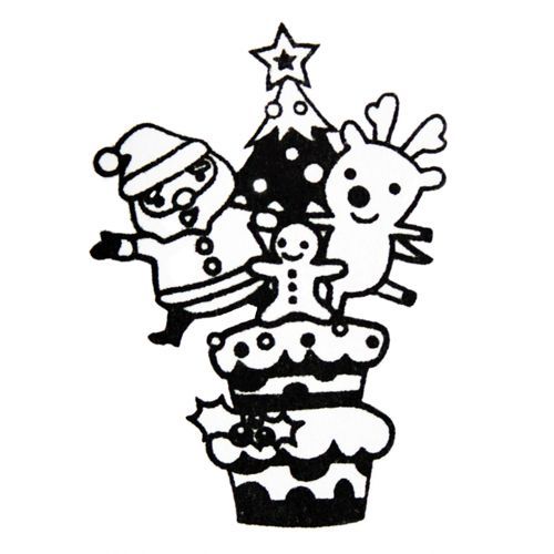 cute Christmas stamp Santa Claus Christmas tree