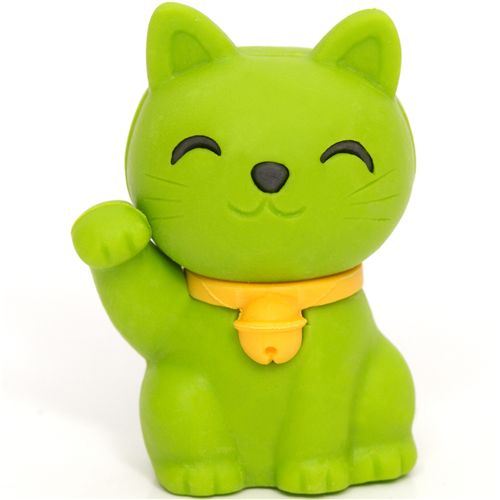 green Lucky Cat eraser Maneki Neko from Japan