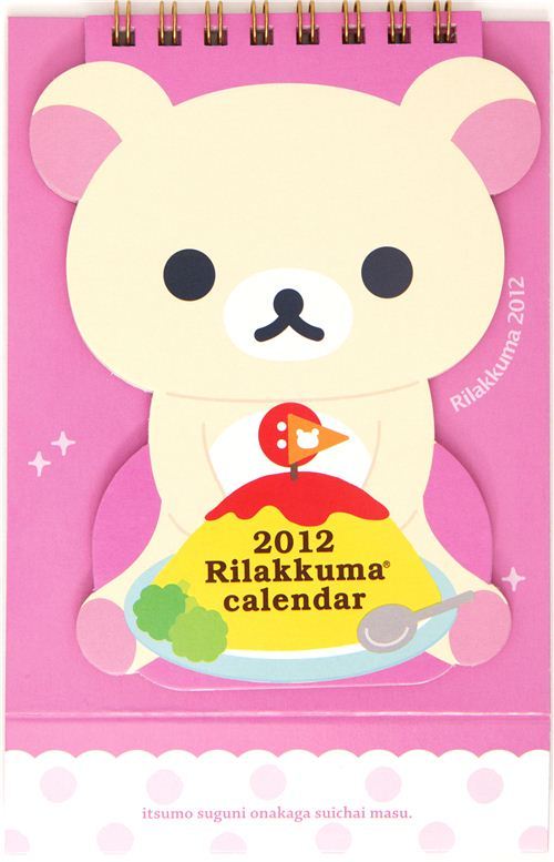 cute Rilakkuma white bear desk calendar 2012