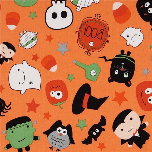 orange Riley Blake Halloween fabric Dracula bat orange Riley Blake Halloween fabric Dracula bat