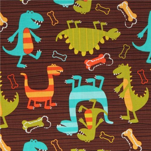 Michael Miller knit fabric Dino Dudes cute dinosaur