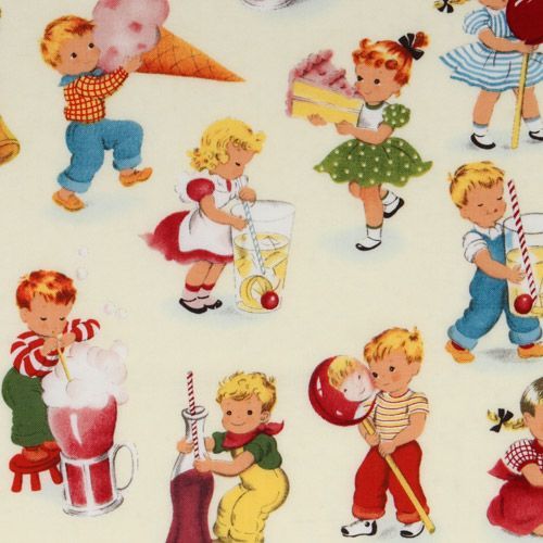 cute Michael Miller vintage fabric children playing