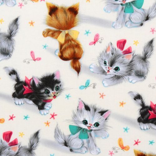 cute Michael Miller vintage fabric kitty Kitties