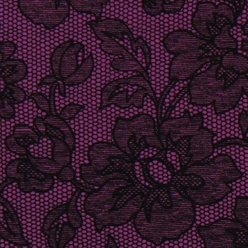 purple Michael Miller fabric with flower lace illusion