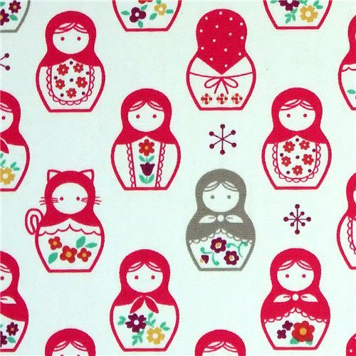pink matryoshka dolls Kokka fabric Japan babushka