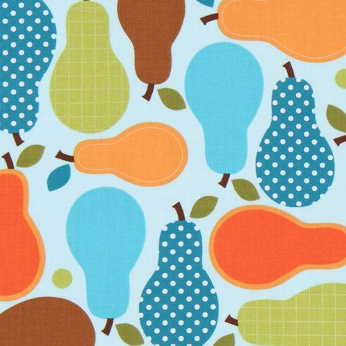 beautiful colourful pears fabric blue Robert Kaufman beautiful colourful pears fabric blue Robert Kaufman