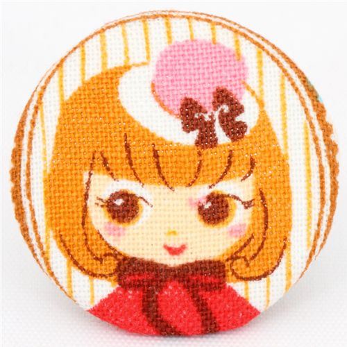 cute Paris girl Cosmo button fabric button Japan