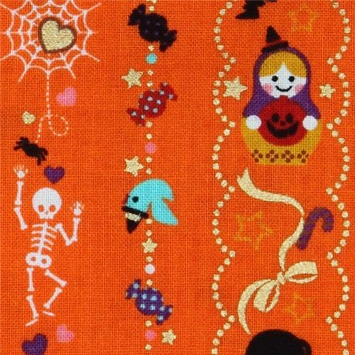 orange Halloween kawaii fabric matryoshka cat sweets