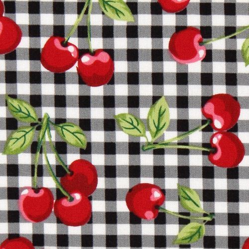 black checkered cherry fabric Robert Kaufman black checkered cherry fabric Robert Kaufman