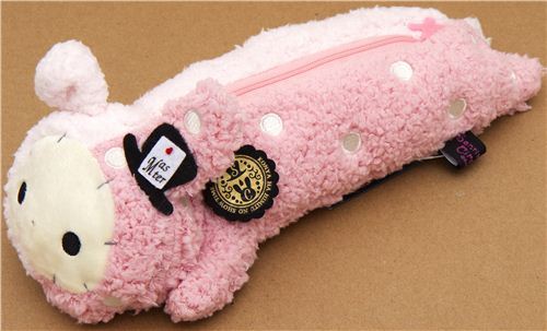 fluffy Sentimental Circus pencil case with pink rabbit