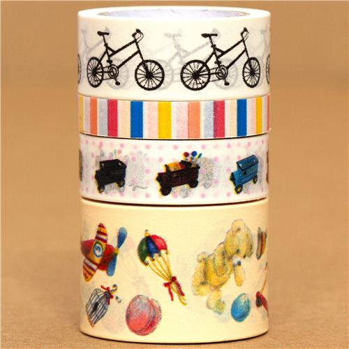 Paper Tape set bike car toys stripes Paper Tape set bike car toys stripes